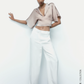 CROPPED SATIN EFFECT BLOUSE