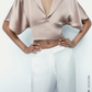 CROPPED SATIN EFFECT BLOUSE