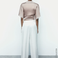 CROPPED SATIN EFFECT BLOUSE