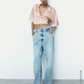 CROPPED SATIN EFFECT BLOUSE