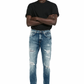 TOPSTITCHED RIPPED JEANS